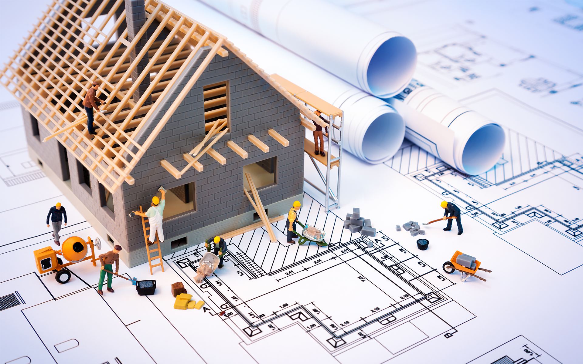 construction men working on house repairs